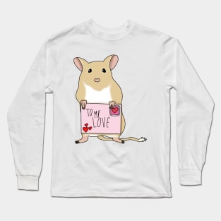 Cute golden gerbil holding love letter Long Sleeve T-Shirt